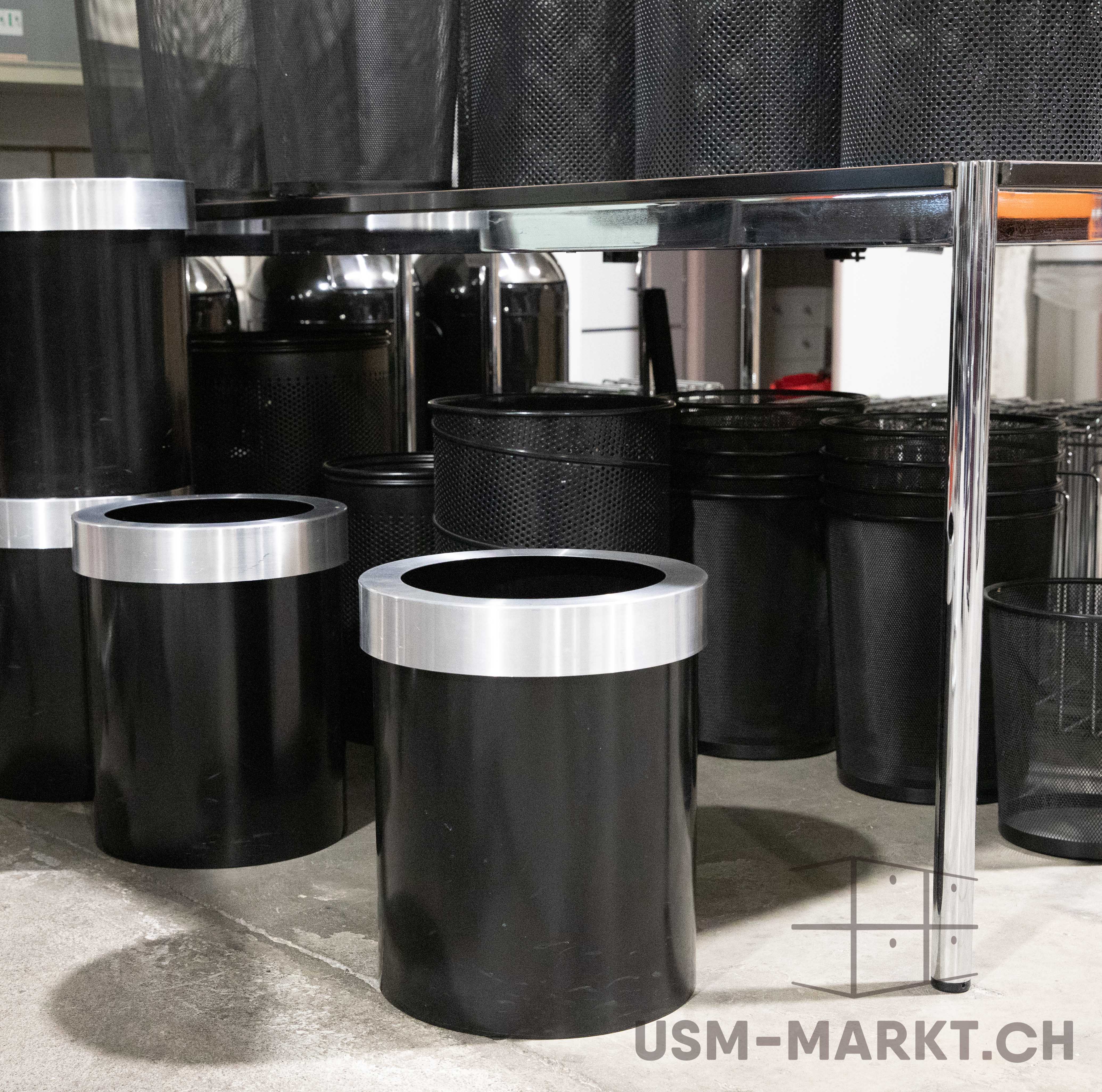 Papierkorb Metall Schwarz/Silber
